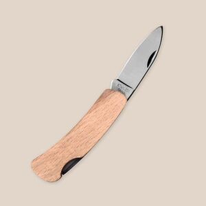 EgotierPro 38072 - Stainless Steel Compact Pocket Knife, Wooden Handle HUMAN