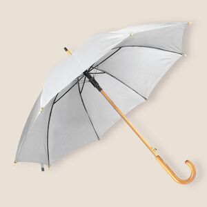EgotierPro 39529 - Automatic Wooden Handle Umbrella, 190T Polyester CLOUDY